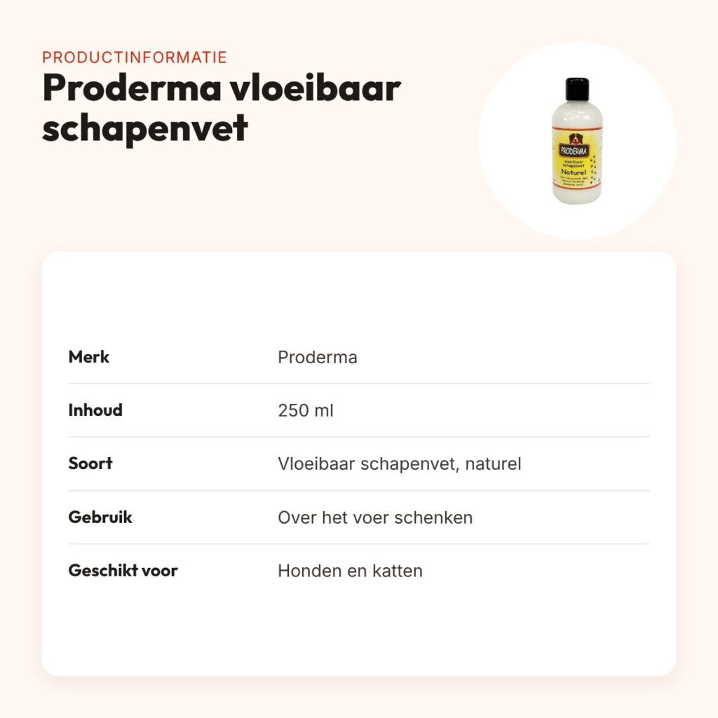 Proderma vloeibaar schapenvet naturel 250 ml – hond en kat – productinformatie