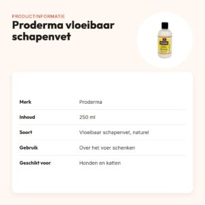 Proderma vloeibaar schapenvet naturel 250 ml – hond en kat – productinformatie