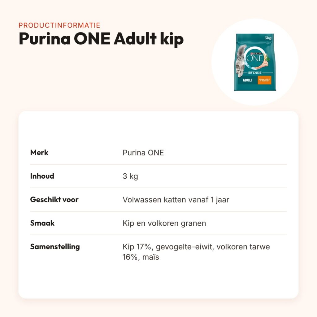 Purina ONE kattenvoer Adult Kip/Volkoren Granen 3 kg – productinformatie