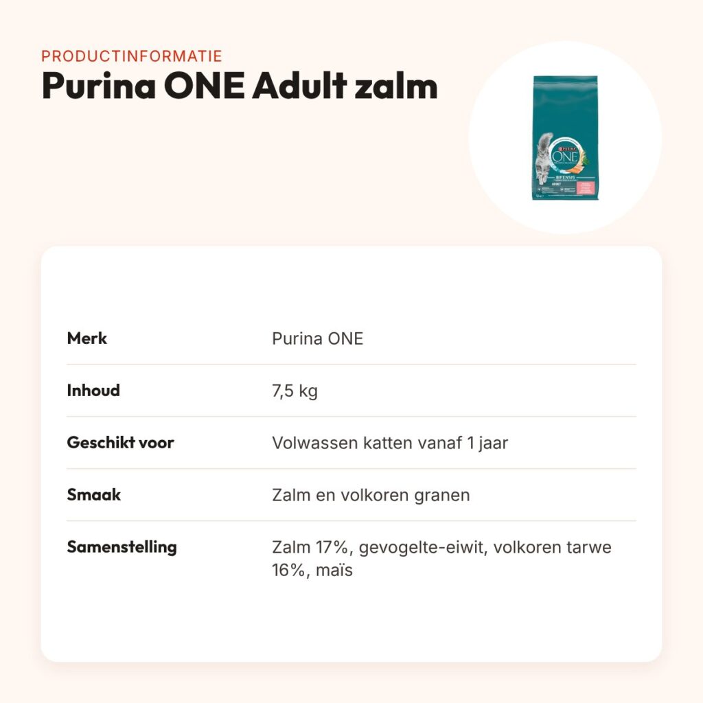 Purina ONE kattenvoer Adult Zalm/Volkoren Granen 7,5 kg – productinformatie