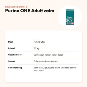 Purina ONE kattenvoer Adult Zalm/Volkoren Granen 7,5 kg – productinformatie