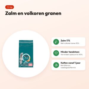 Purina ONE kattenvoer Adult Zalm/Volkoren Granen 7,5 kg – voordelen