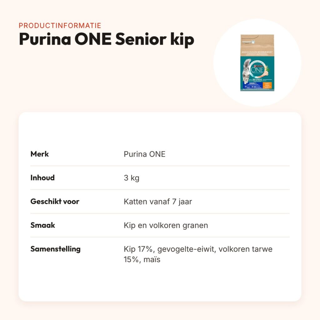 Purina ONE kattenvoer Senior Kip/Volkoren Granen 3 kg – productinformatie