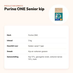 Purina ONE kattenvoer Senior Kip/Volkoren Granen 3 kg – productinformatie