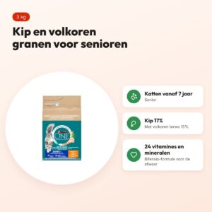 Purina ONE kattenvoer Senior Kip/Volkoren Granen 3 kg – voordelen
