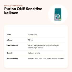 Purina ONE kattenvoer Sensitive Kalkoen/Rijst 7,5 kg – productinformatie