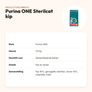 Purina ONE kattenvoer Sterilcat Kip/Tarwe 7,5 kg – productinformatie