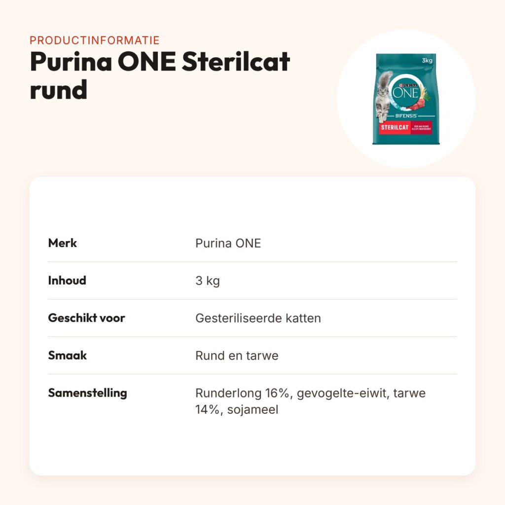 Purina ONE kattenvoer Sterilcat Rund/Tarwe 3 kg – eiwitrijk – productinformatie