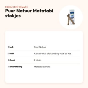 Puur Natuur Matatabi stokjes voor katten – 2 stuks – productinformatie