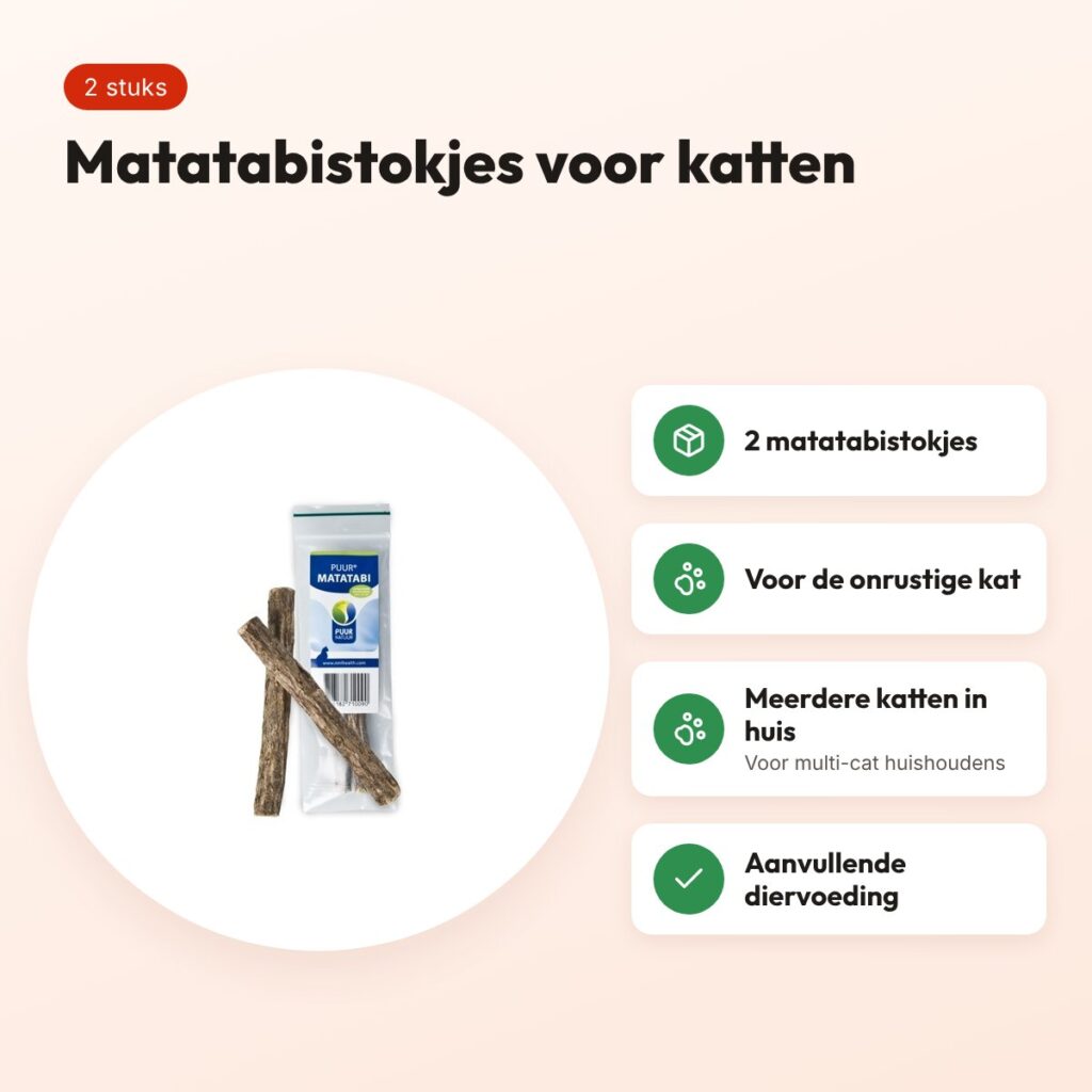 Puur Natuur Matatabi stokjes voor katten – 2 stuks – voordelen