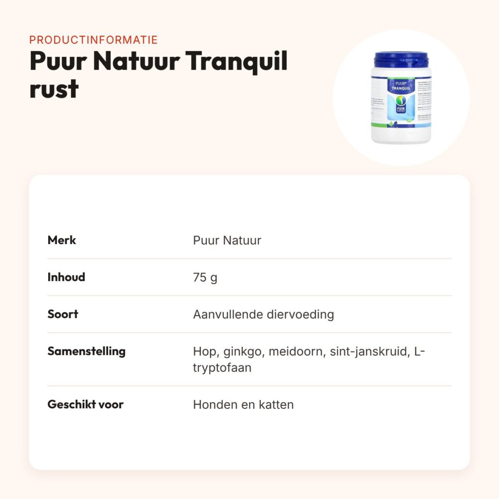 Puur Natuur Tranquil rust 75 g – voor hond en kat – productinformatie