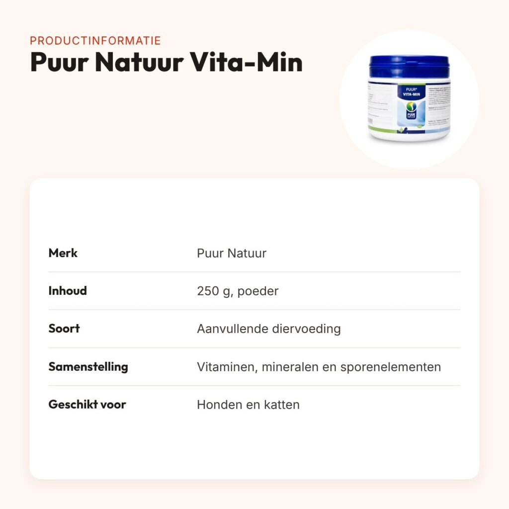 Puur Natuur Vita-Min vitaminen en mineralen voor hond en kat 250 g – productinformatie