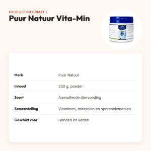 Puur Natuur Vita-Min vitaminen en mineralen voor hond en kat 250 g – productinformatie
