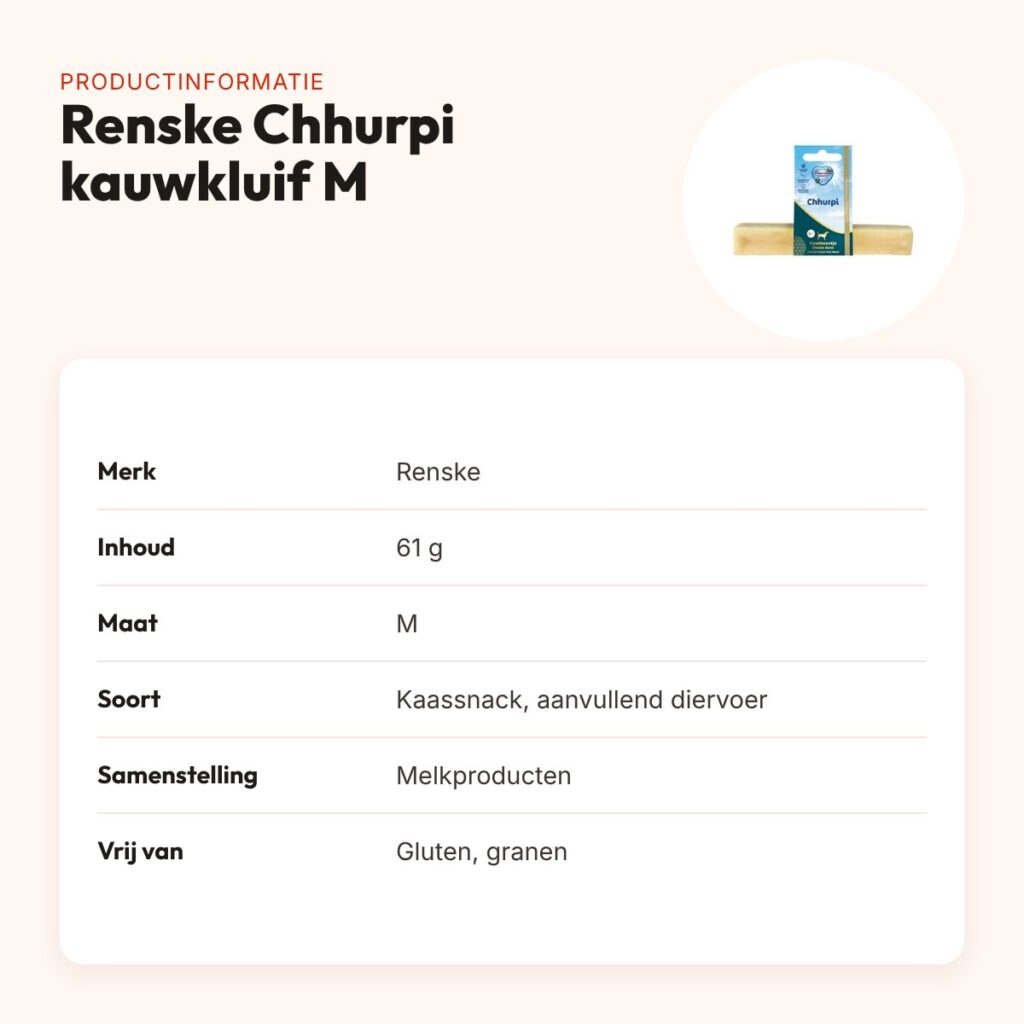 Renske Chhurpi kauwkluif M 61 g – glutenvrije kaassnack – productinformatie