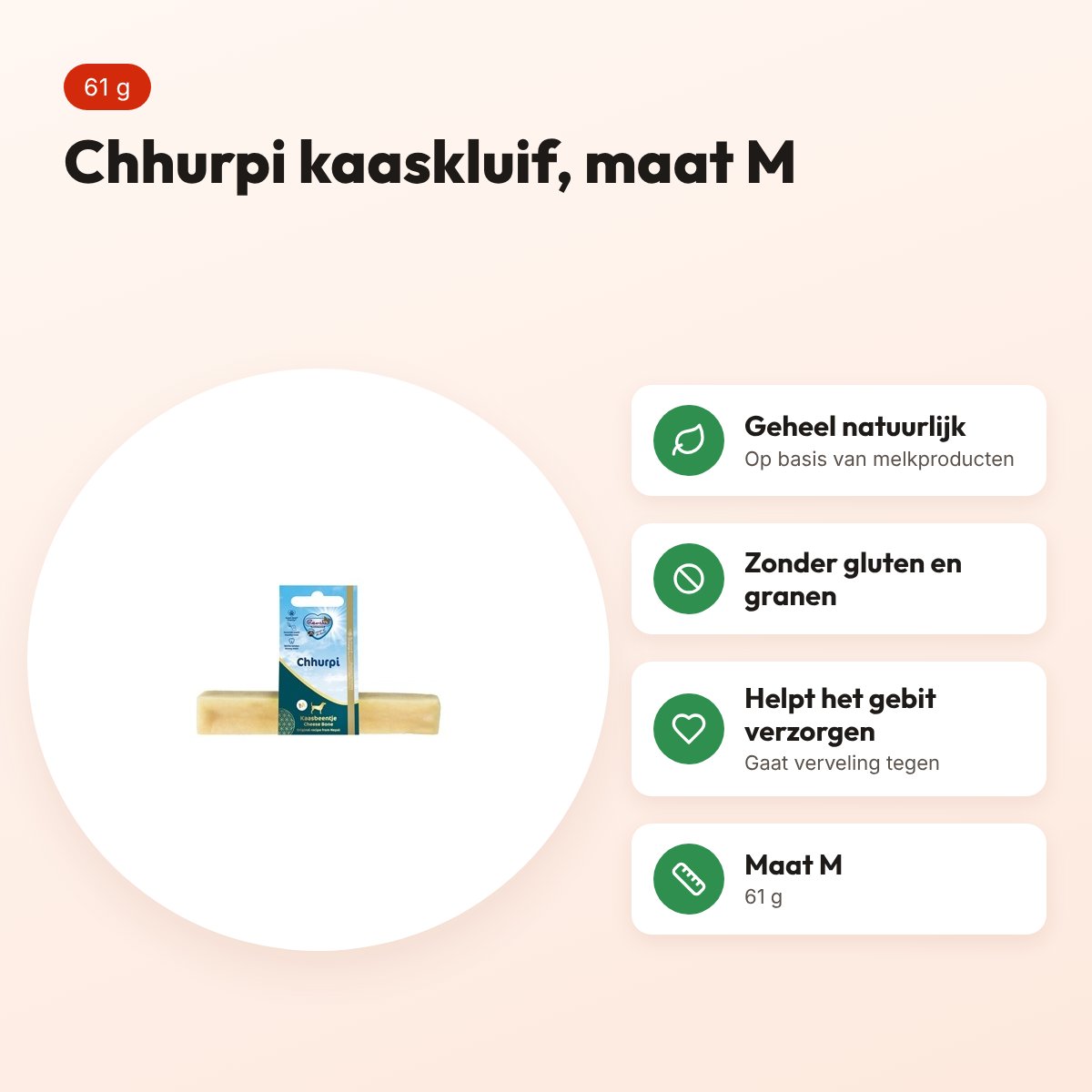 Renske Chhurpi kauwkluif M 61 g – glutenvrije kaassnack – voordelen