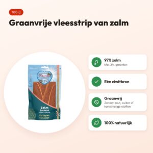 Renske gezonde beloning vleesstrip zalm 100 g – graanvrij – voordelen