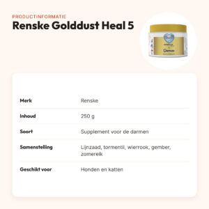 Renske Golddust Heal 5 darmen 250 g – supplement hond en kat – productinformatie
