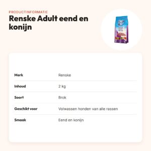 Renske hondenvoer Adult eend en konijn 2 kg – voor moeilijke eters – productinformatie