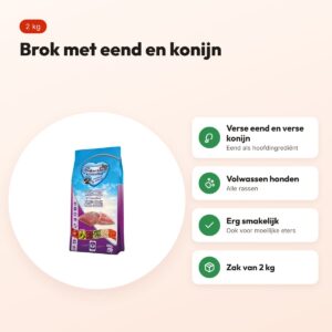 Renske hondenvoer Adult eend en konijn 2 kg – voor moeilijke eters – voordelen