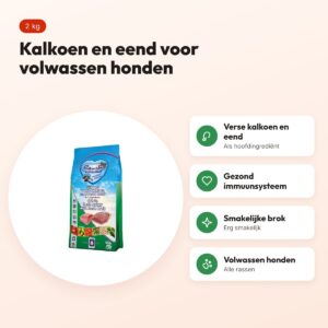 Renske hondenvoer Adult kalkoen en eend 2 kg – voordelen