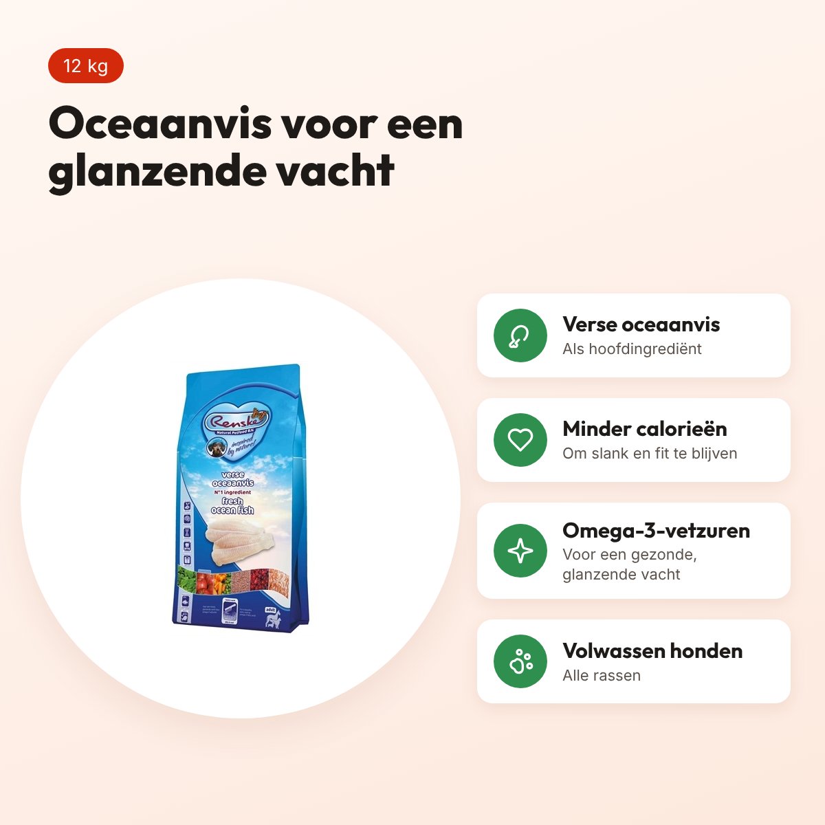 Renske hondenvoer Adult oceaanvis hypoallergeen 12 kg – voordelen