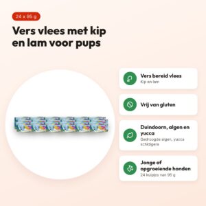 Renske hondenvoer Junior/Pup vers vlees kip en lam 24 x 95 g – voordelen