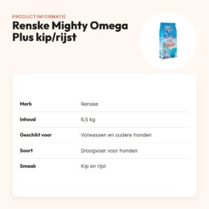 Renske hondenvoer Mighty Omega Plus Adult/Senior kip en rijst 6,5 kg – productinformatie