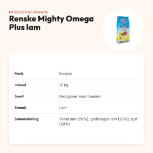 Renske hondenvoer Mighty Omega Plus lam hypoallergeen 12 kg – productinformatie