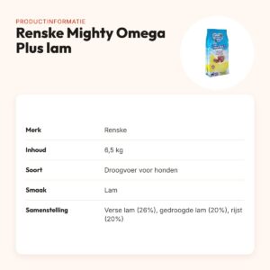 Renske hondenvoer Mighty Omega Plus lam hypoallergeen 6,5 kg – productinformatie