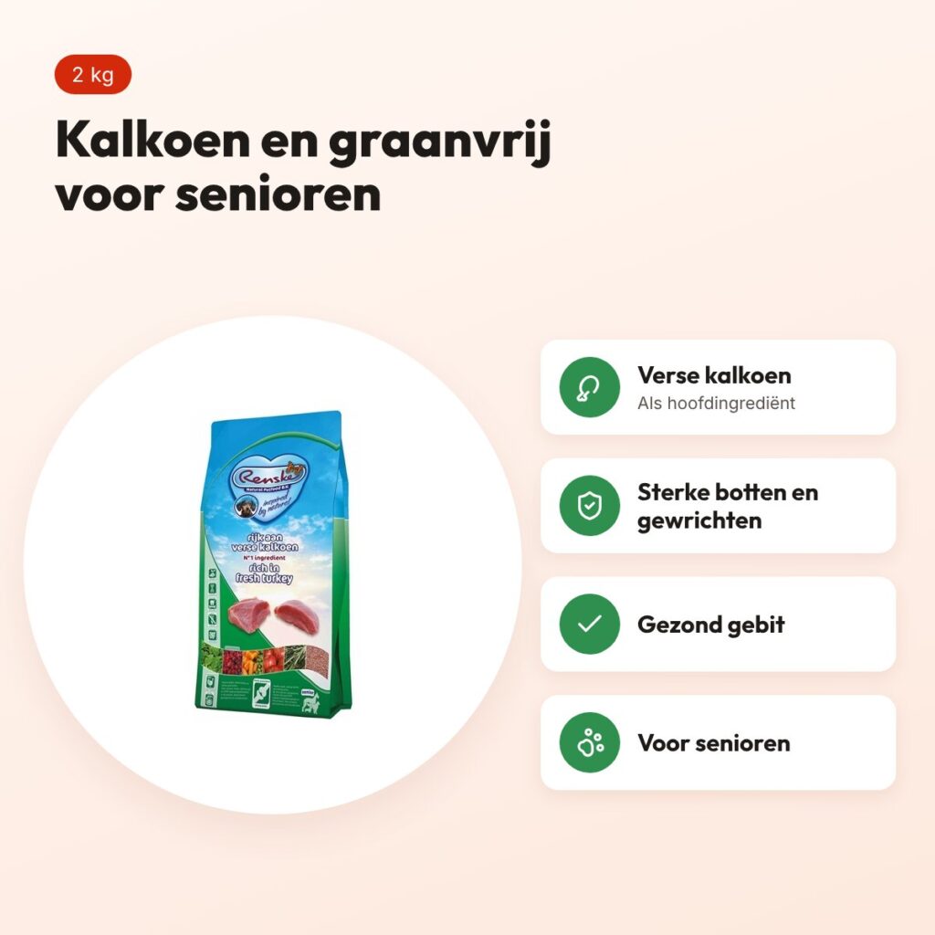 Renske hondenvoer Senior kalkoen graanvrij hypoallergeen 2 kg – voordelen