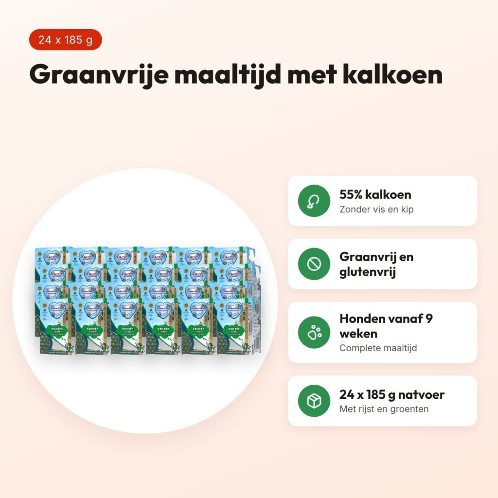 Renske hondenvoer vers bereide maaltijd kalkoen 24 x 185 g – graanvrij – voordelen