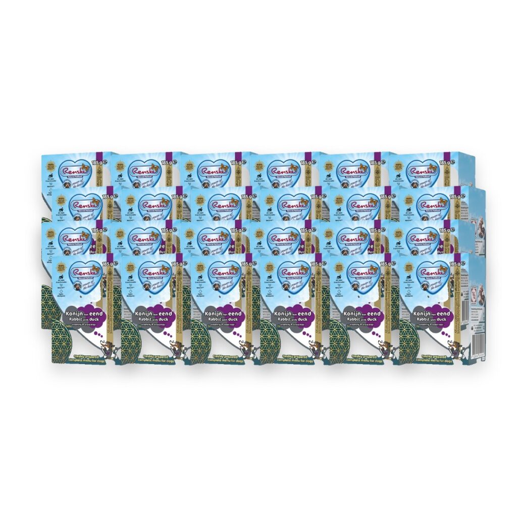 Renske hondenvoer vers bereide maaltijd konijn en eend 24 x 185 g