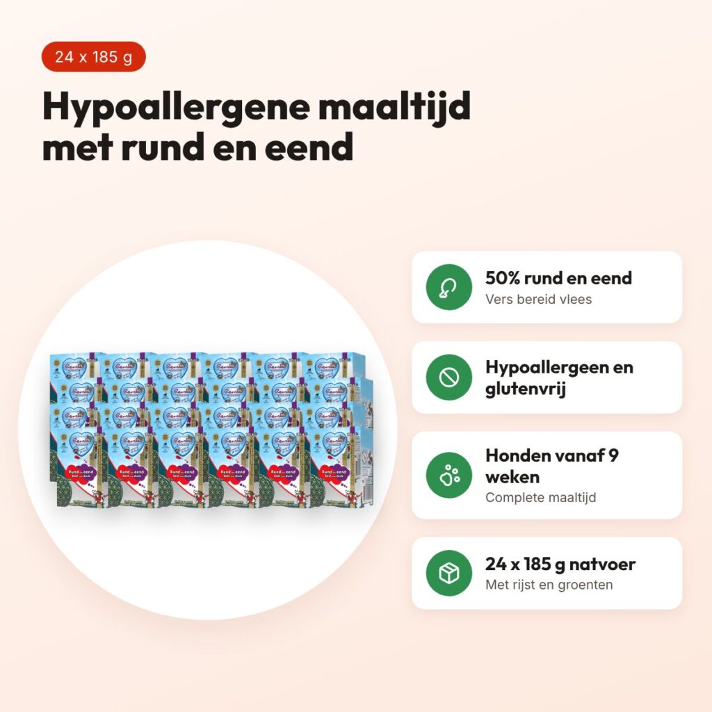 Renske hondenvoer vers bereide maaltijd rund en eend 24 x 185 g – voordelen