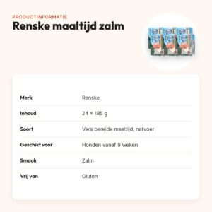 Renske hondenvoer vers bereide maaltijd zalm 24 x 185 g – glutenvrij – productinformatie