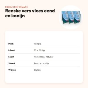 Renske hondenvoer vers vlees eend en konijn 10 x 395 g – glutenvrij – productinformatie
