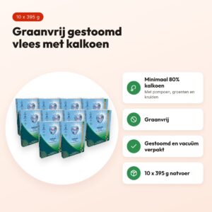 Renske hondenvoer vers vlees kalkoen 10 x 395 g – graanvrij – voordelen