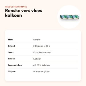 Renske hondenvoer vers vlees kalkoen 24 x 95 g – graanvrij – productinformatie