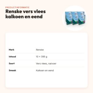 Renske hondenvoer vers vlees kalkoen en eend 10 x 395 g – productinformatie