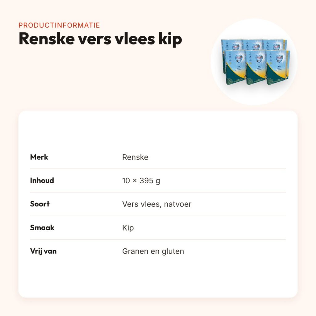 Renske hondenvoer vers vlees kip 10 x 395 g – graanvrij – productinformatie