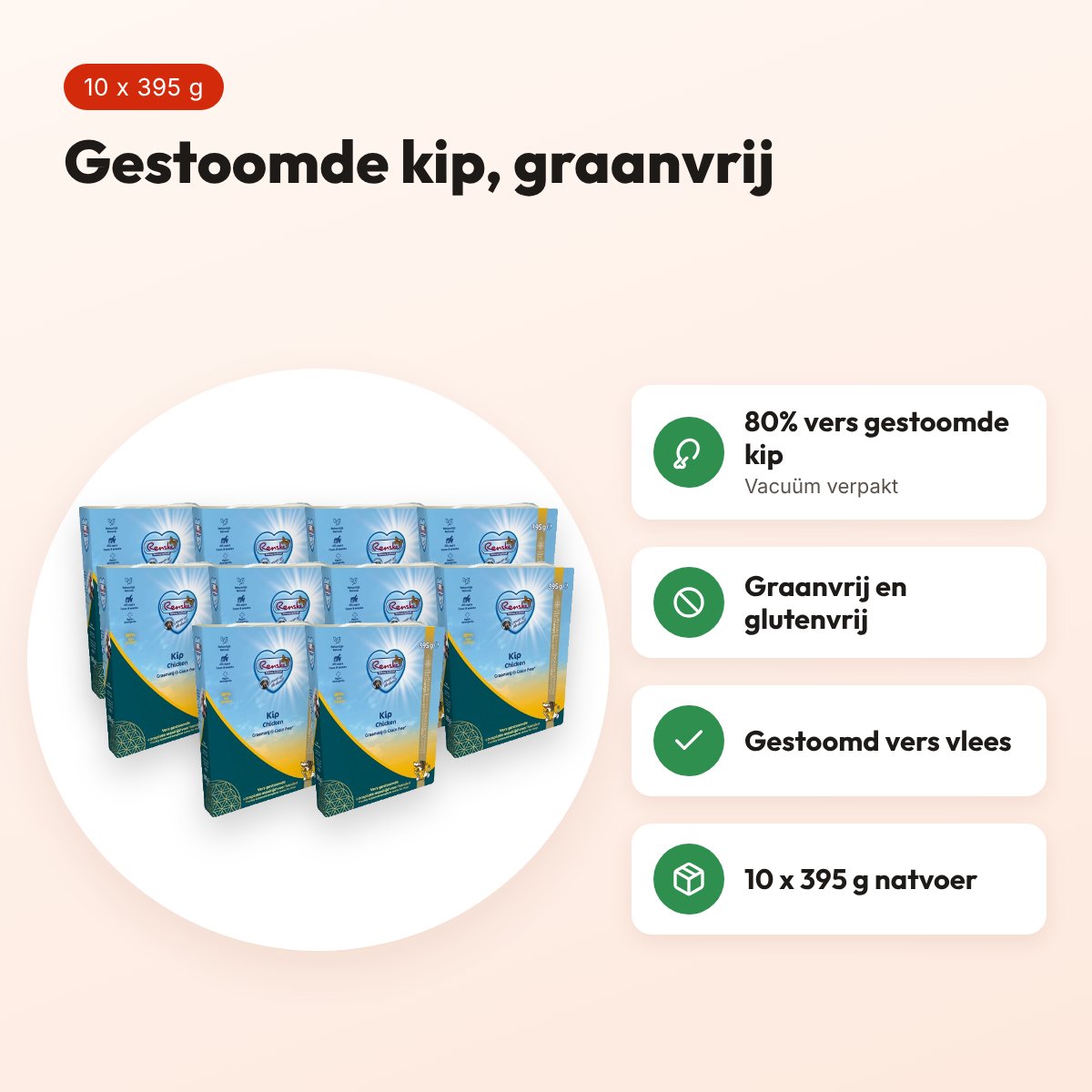 Renske hondenvoer vers vlees kip 10 x 395 g – graanvrij – voordelen