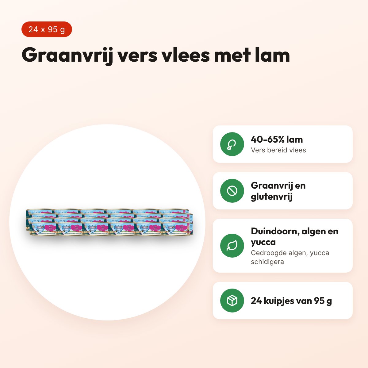 Renske hondenvoer vers vlees lam 24 x 95 g – graanvrij – voordelen