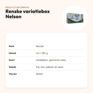 Renske hondenvoer vers vlees variatiebox Nelson 24 x 395 g – glutenvrij – productinformatie