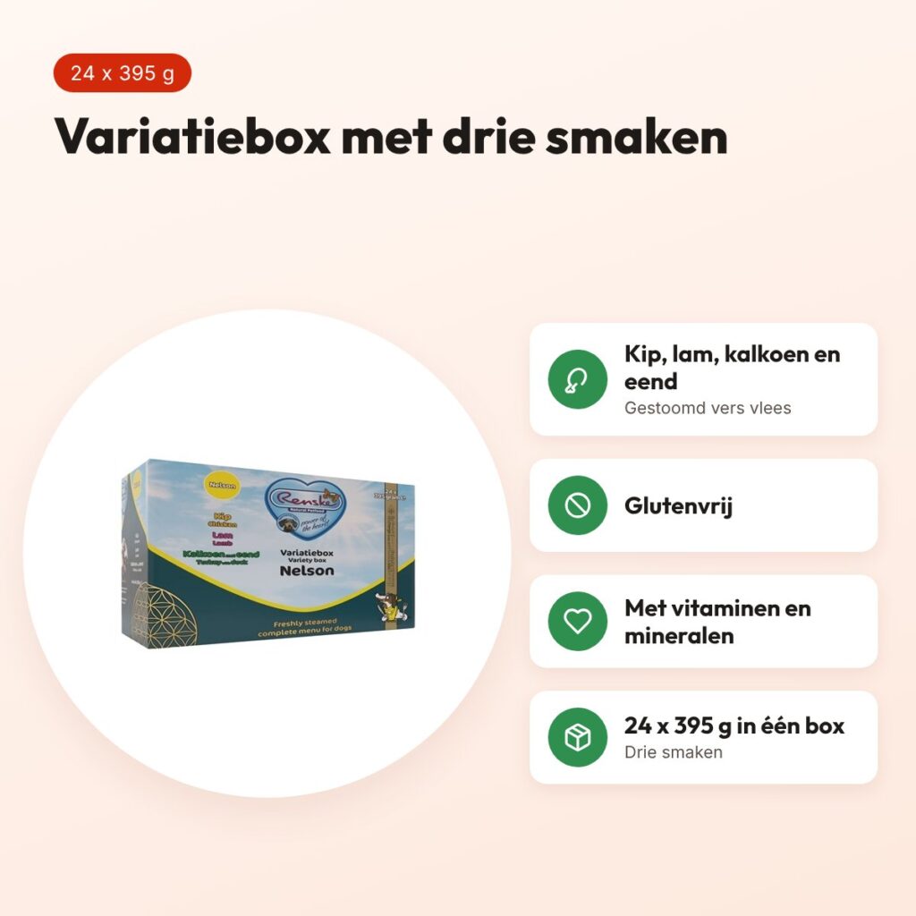 Renske hondenvoer vers vlees variatiebox Nelson 24 x 395 g – glutenvrij – voordelen