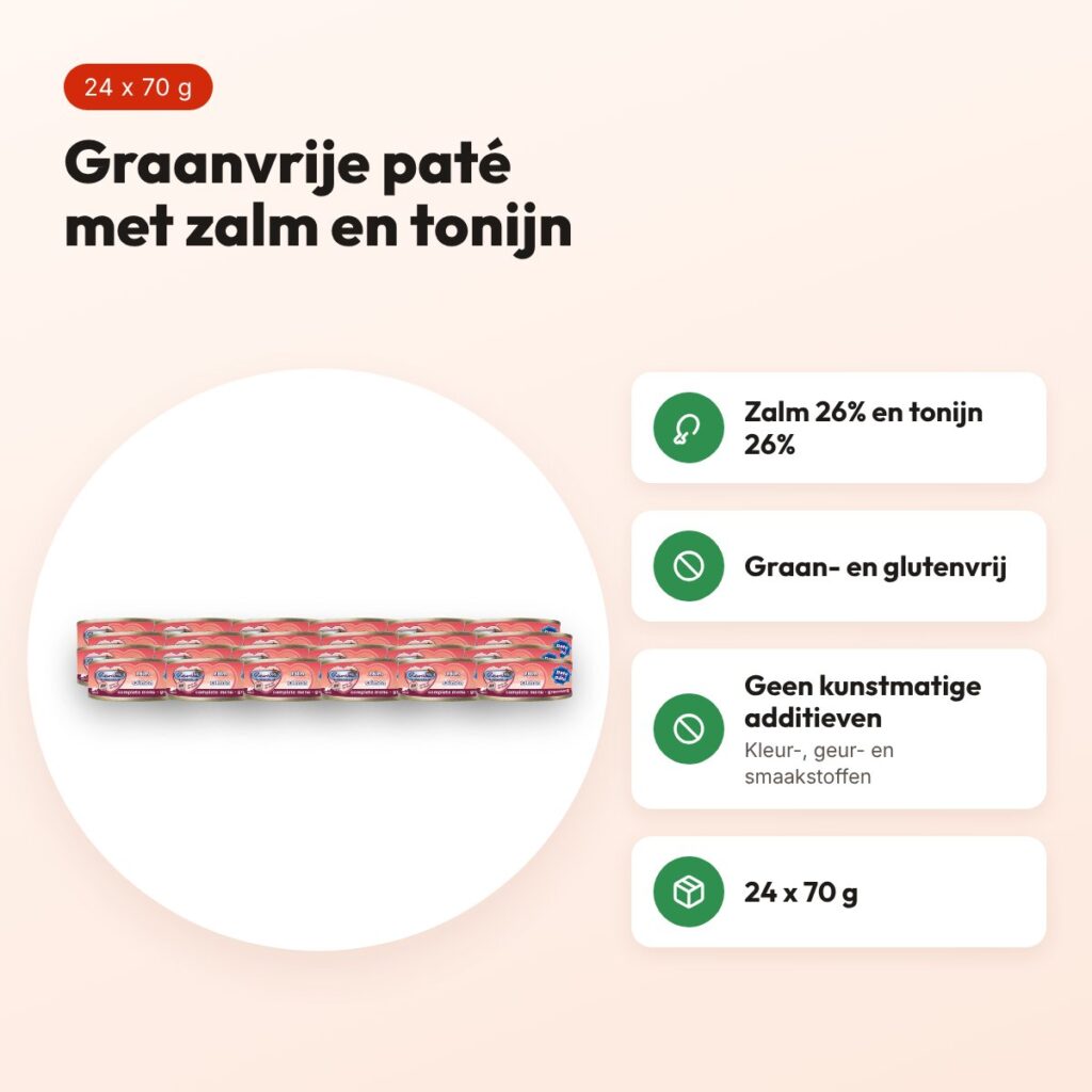 Renske kattenvoer paté zalm 24 x 70 g – graanvrij – voordelen