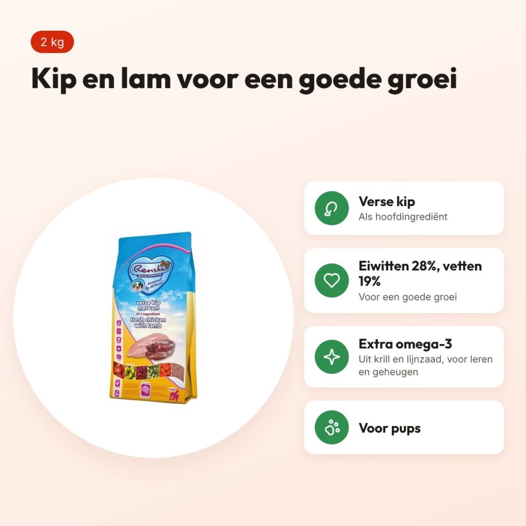 Renske puppyvoer Super Premium kip en lam 2 kg – omega-3 DHA – voordelen