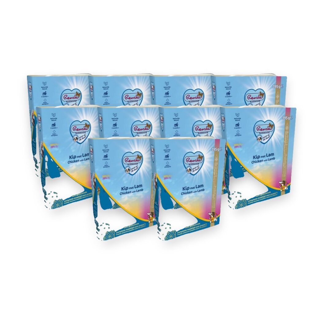Renske puppyvoer vers vlees kip en lam 10 x 395 g