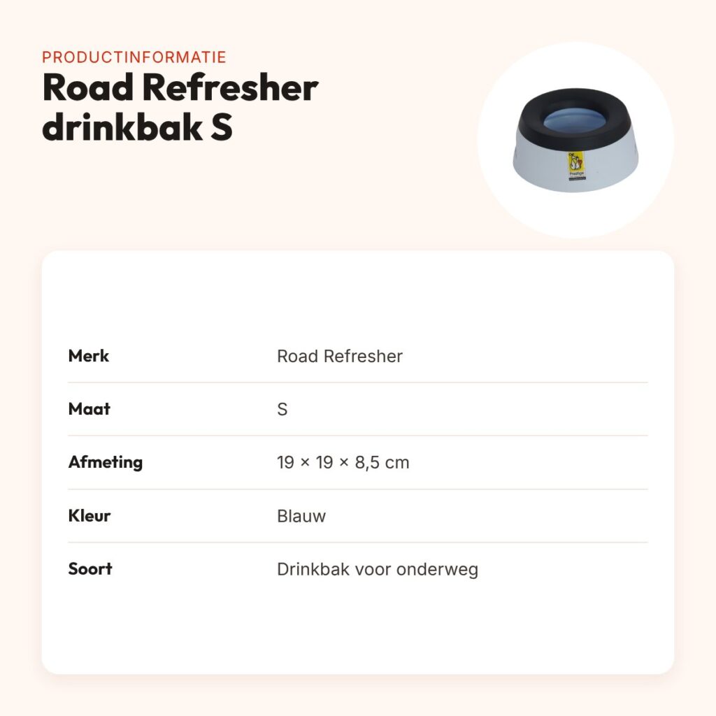 Road Refresher drinkbak voor onderweg Blauw S 19 x 19 x 8,5 cm – productinformatie