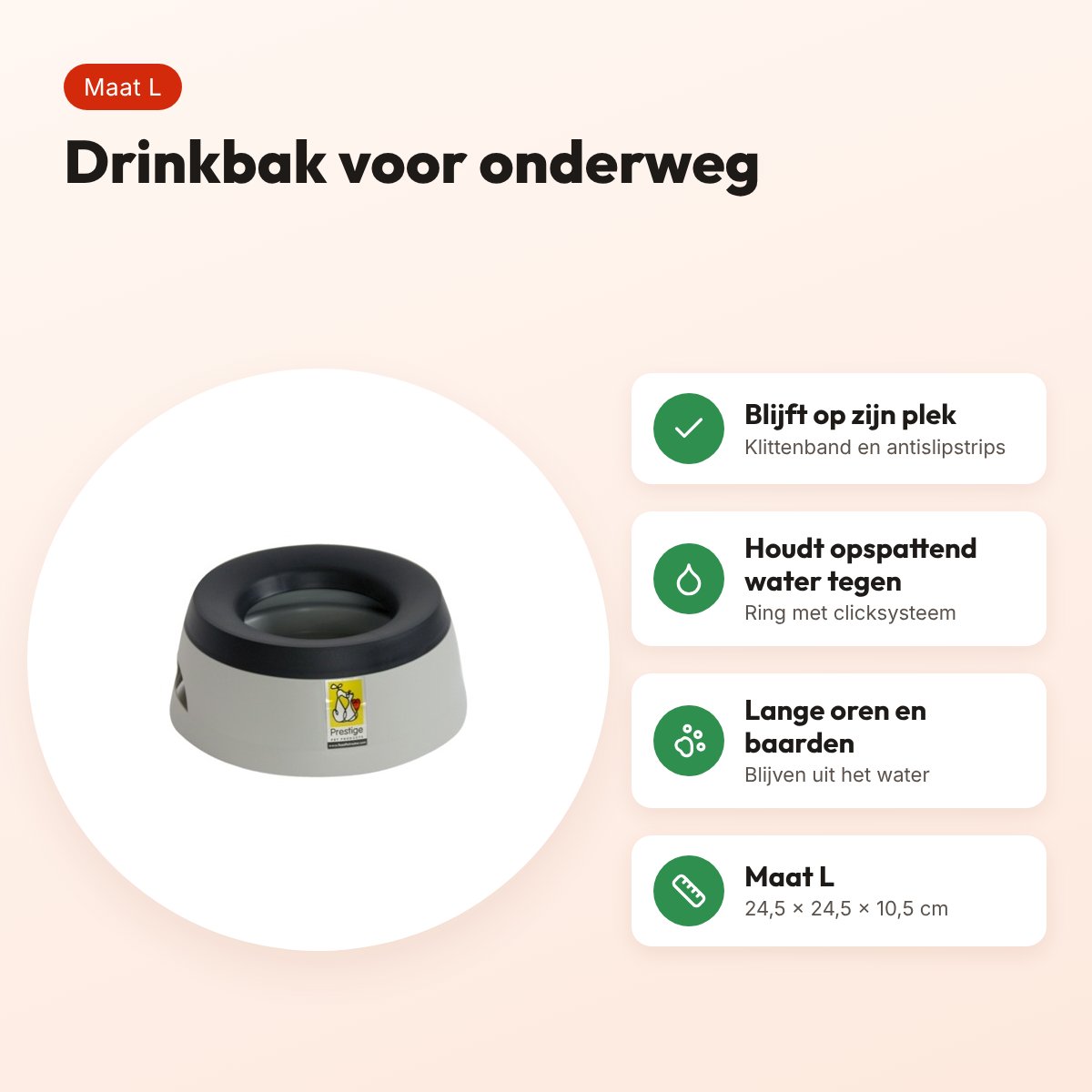 Road Refresher drinkbak voor onderweg Grijs L 24,5 x 24,5 x 10,5 cm – voordelen
