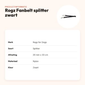 Rogz for Dogs Fanbelt splitter zwart 20 mm x 33 cm – reflecterend – productinformatie