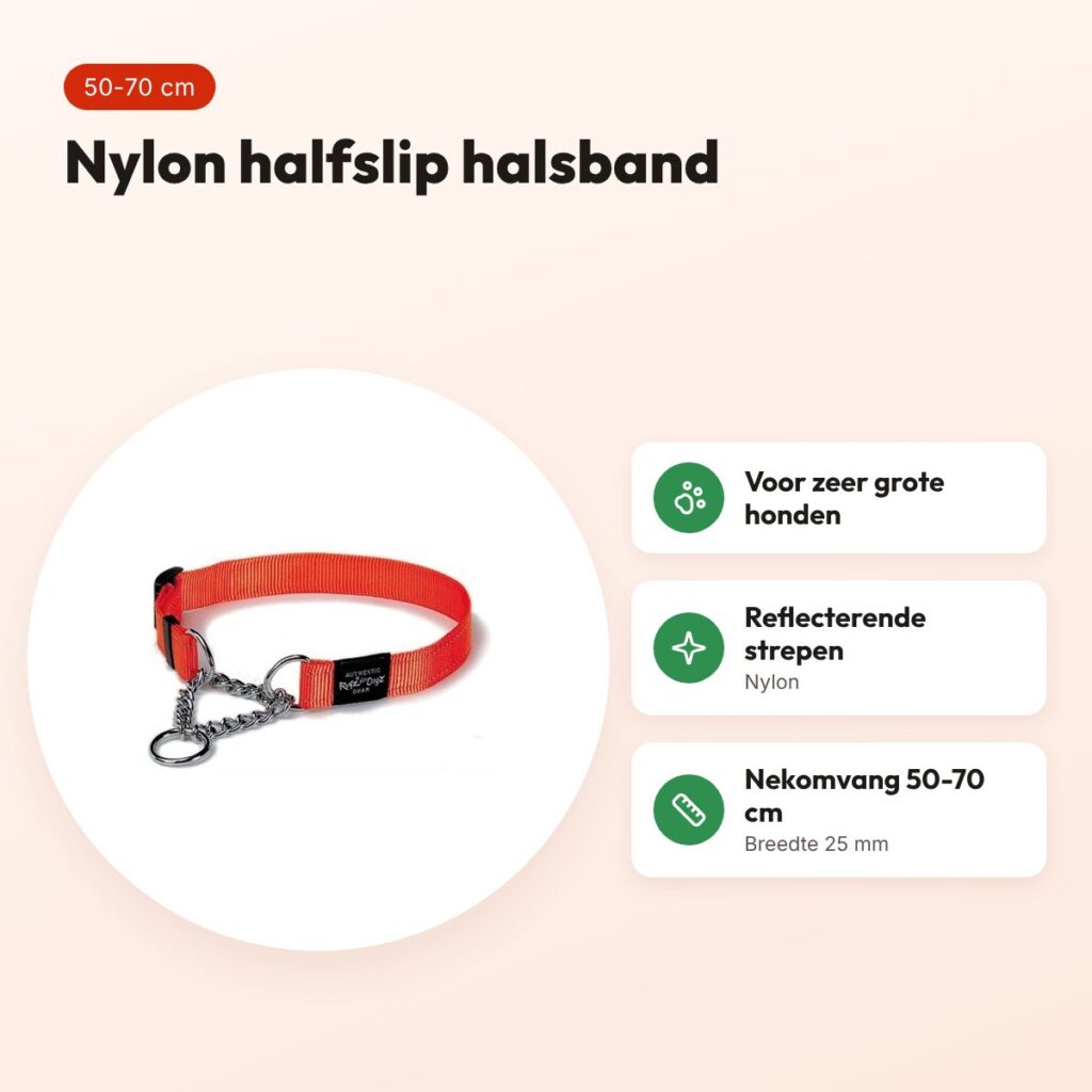 Rogz for Dogs Lumberjack halfslip halsband oranje 25 mm, 50-70 cm – voordelen